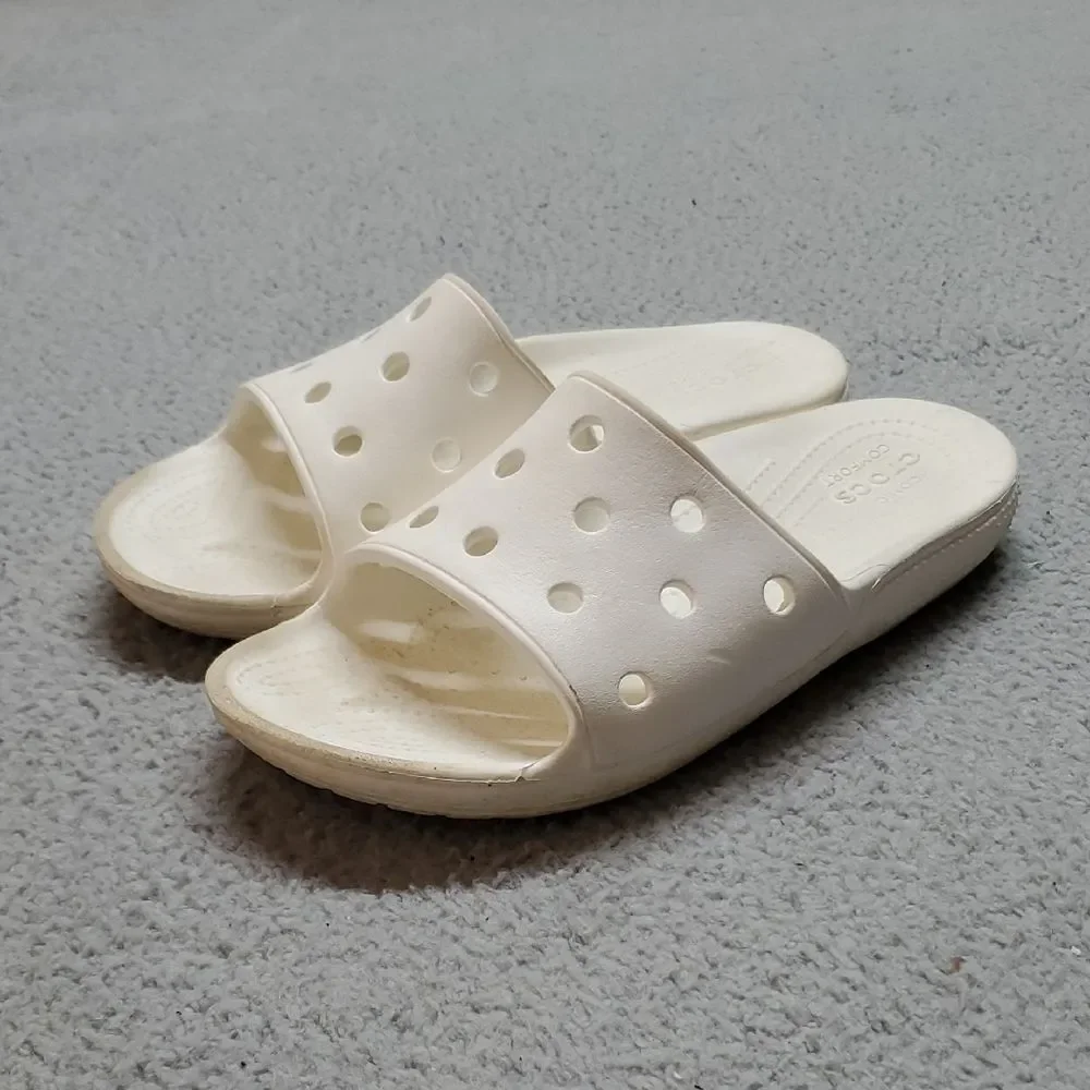 Crocs Youth White Slide Sandals Size J5